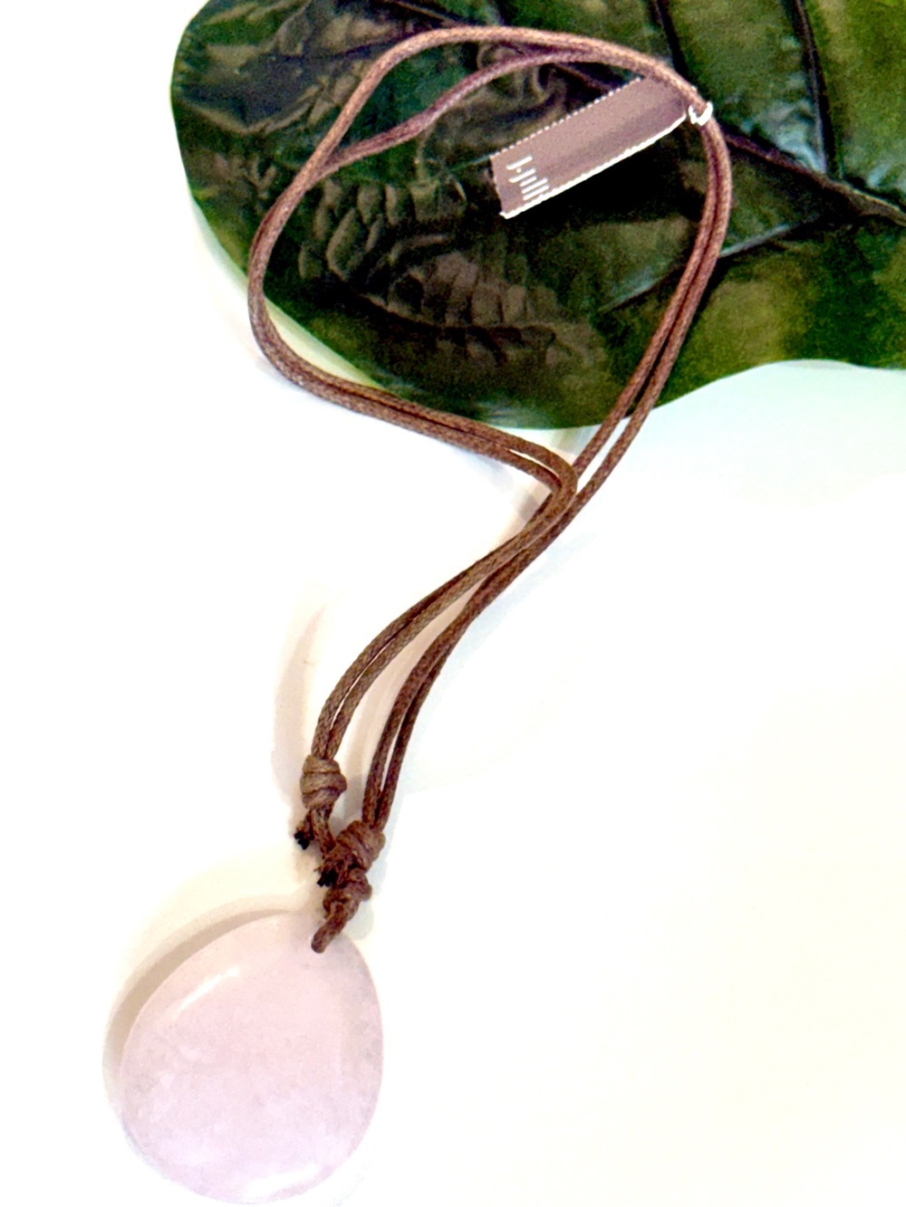 J. Jill Natural Rose Quartz Adjustable Cord Pendant Necklace NWT